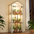 Bamworld Tomatengewächshaus Mini mit Pflanzenlampe – 3-stufiges Gewächshaus Klein als stabiles Foliengewächshaus für Balkon, Terrasse and Wintergarten - Thumbnail 1
