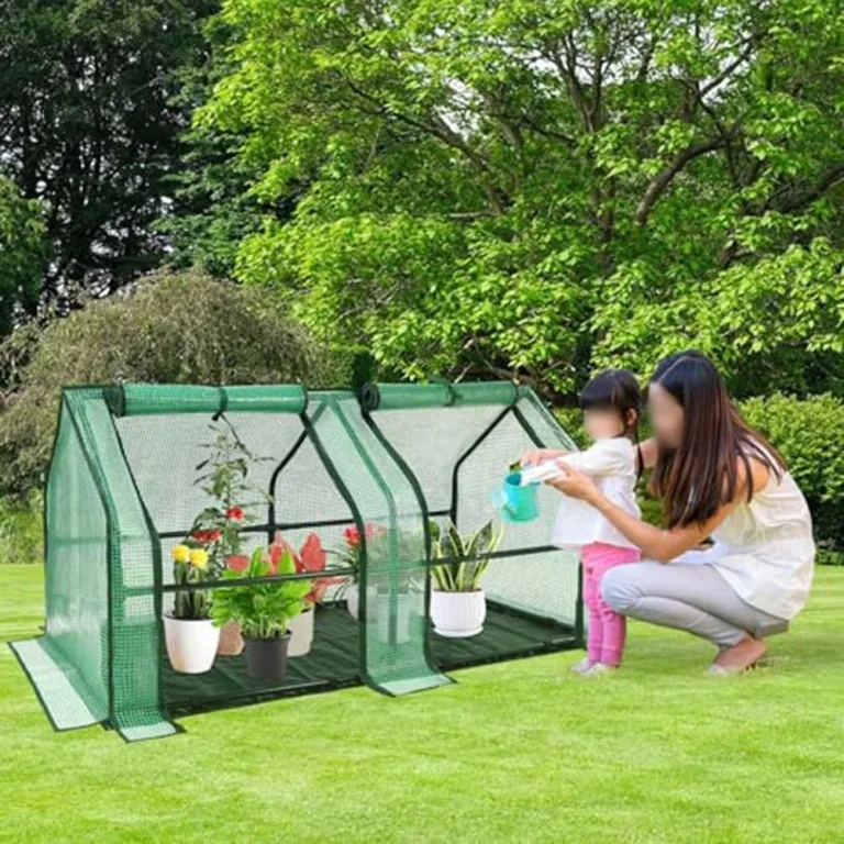 Gewächshaus PE Gewächshäuser Ersatzabdeckung Wasserdicht Mini Gewächshaus Außenhülle mit aufrollbarem Reißverschluss Tür Isoliermatte für Indoor Outdoor Garten Pflanzenwachstumsschutz – Bild 4
