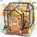 Miniatur Haus Bausatz Gewächshaus Holz - Detailliertes 3D Holzmodell, Mit Farbbox Und Werkzeugkleber, Fördert Kreativität Und Entspannung, Ideal Für Bastelprojekte, Sammlerstücke - Thumbnail 4