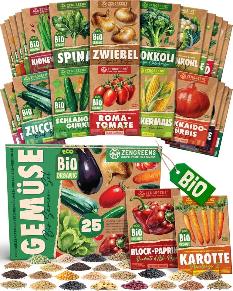 Bio Gemüsesamen im 25er Set - 25 Gemüse Samen für den einfachen Anbau im Garten, Balkon oder Hochbeet - Pflanzensamen - Saatgut – Bild 1