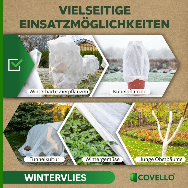 Covello Wintervlies für Pflanzen – Frostschutz 50g/m² – 230m x 1,6m = 368m²– Gartenvlies Winterschutz für Kübelpflanzen – Reißfest & UV-stabil – Winterschutzvlies Pflanzen außen Frostschutzvlies – Bild 7