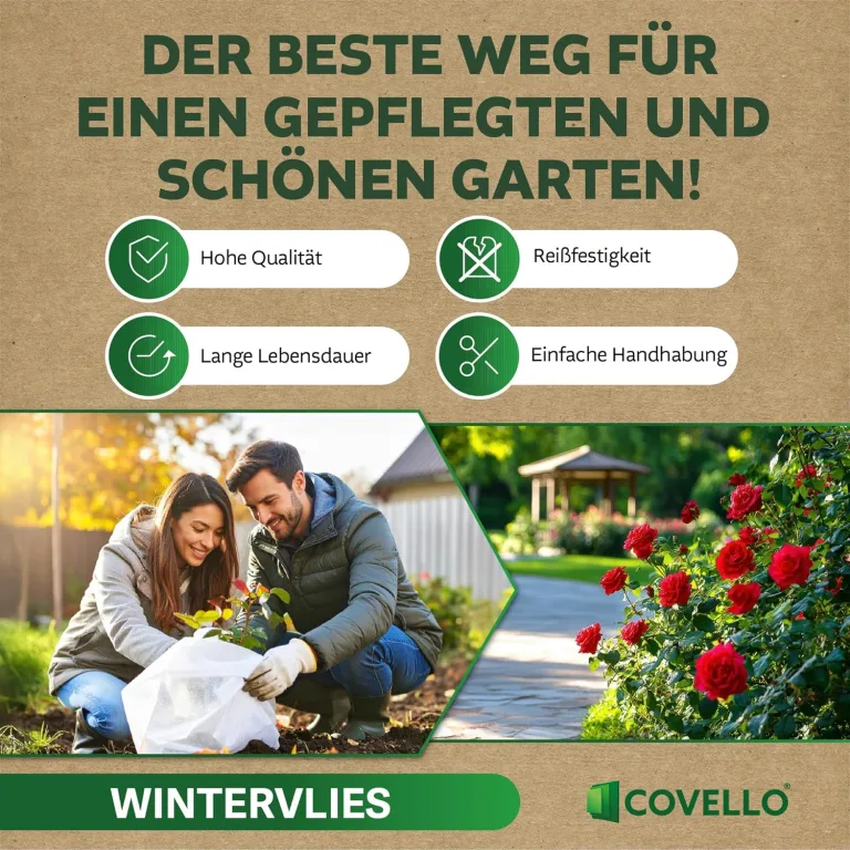 Covello Winterschutz für Pflanzen außen – Wintervlies 50g/m² – Winterschutzvlies für Kübelpflanzen – Gartenvlies Frostschutzvlies 104m² (65m x 1,6m) – Reißfest, UV-beständig – Frostschutz Pflanzen – Bild 5