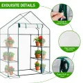 LEADZM Gewächshaus mit UV-beständiger PE-Gitterfolie，4 Metallablagegittern, Sturm-Winterfest, Schutz vor Kälte,Frost, Anzucht für Tomaten & Pflanzen, Balkon Garten (Transparent, 142 x 74 x 196 cm) - Thumbnail 4