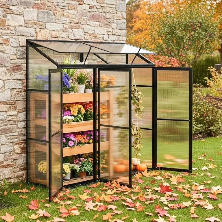 Anlehngewächshaus Aluminium Beistell-Gewächshaus (Schwarz) – 180x54x190cm, 3 Türen & 2 Oberlicht, geeignet für Zitronenbaum-Töpfe, Chrysanthemen & weitere Pflanzen, Greenhouse – Bild 4