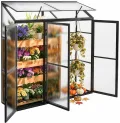 Anlehngewächshaus Aluminium Beistell-Gewächshaus (Schwarz) – 180x54x190cm, 3 Türen & 2 Oberlicht, geeignet für Zitronenbaum-Töpfe, Chrysanthemen & weitere Pflanzen, Greenhouse - Thumbnail 1