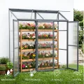 Anlehngewächshaus Aluminium Beistell-Gewächshaus (Grau) – 180x55x190cm, 3 Türen & 2 Oberlicht, geeignet für Zitronenbaum-Töpfe, Chrysanthemen & weitere Pflanzen, Greenhouse - Thumbnail 2