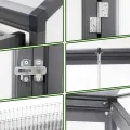 Anlehngewächshaus Aluminium Beistell-Gewächshaus (Grau) – 180x55x190cm, 3 Türen & 2 Oberlicht, geeignet für Zitronenbaum-Töpfe, Chrysanthemen & weitere Pflanzen, Greenhouse - Thumbnail 3