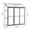 Anlehngewächshaus Aluminium Beistell-Gewächshaus (Grau) – 180x55x190cm, 3 Türen & 2 Oberlicht, geeignet für Zitronenbaum-Töpfe, Chrysanthemen & weitere Pflanzen, Greenhouse - Thumbnail 4