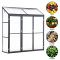 Anlehngewächshaus Aluminium Beistell-Gewächshaus (Grau) – 180x55x190cm, 3 Türen & 2 Oberlicht, geeignet für Zitronenbaum-Töpfe, Chrysanthemen & weitere Pflanzen, Greenhouse - Thumbnail 6