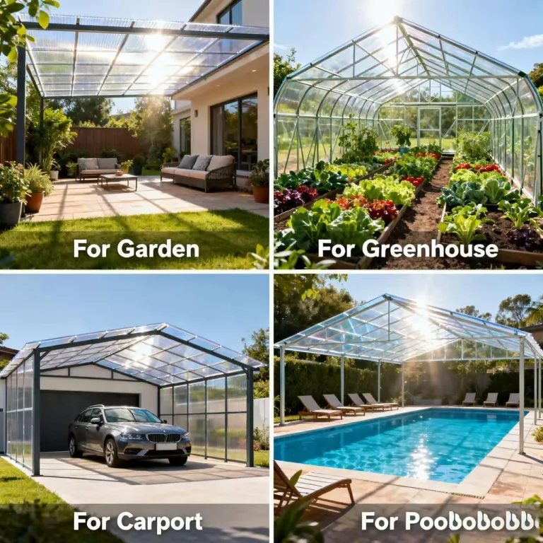 PC Polycarbonat 1 Mm Kunststoffplatten Mit UV-Schutz Bruchsichere Und Wärmedämmende Für Terrassendach Carport Wintergarten Gewächshaus(Size:0.6x2m,Color:1mm) – Bild 9