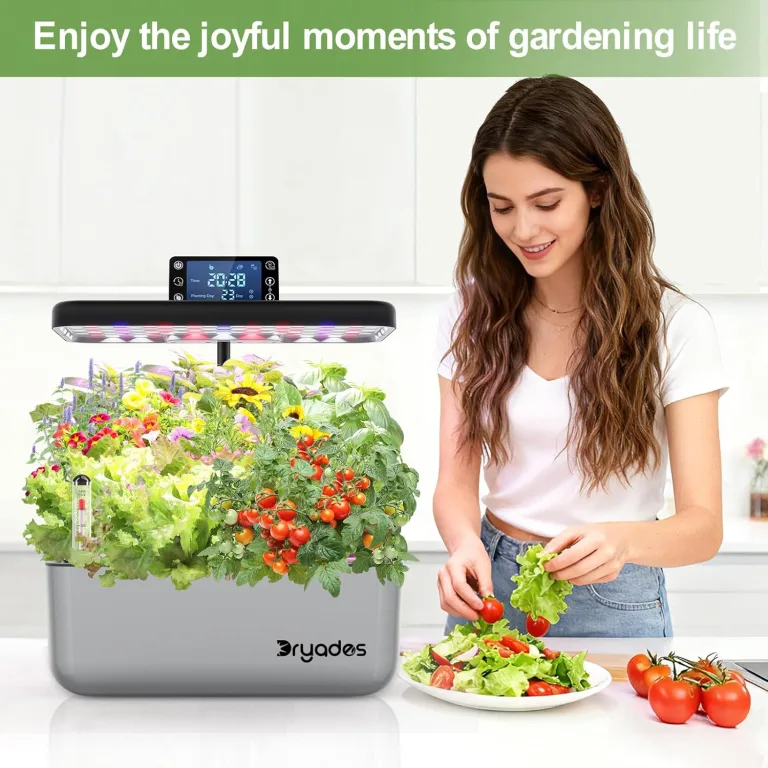 Hydroponisches Anzuchtsystem Kit 12 Kapseln, Smart Herb Garden mit 24W Vollspektrum-LED-Wachstumslicht, Indoor-Garten-Pflanzgefäß für Zuhause/Büro/Schule (Silber) – Bild 3