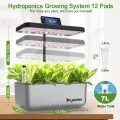 Hydroponisches Anzuchtsystem Kit 12 Kapseln, Smart Herb Garden mit 24W Vollspektrum-LED-Wachstumslicht, Indoor-Garten-Pflanzgefäß für Zuhause/Büro/Schule (Silber) - Thumbnail 5