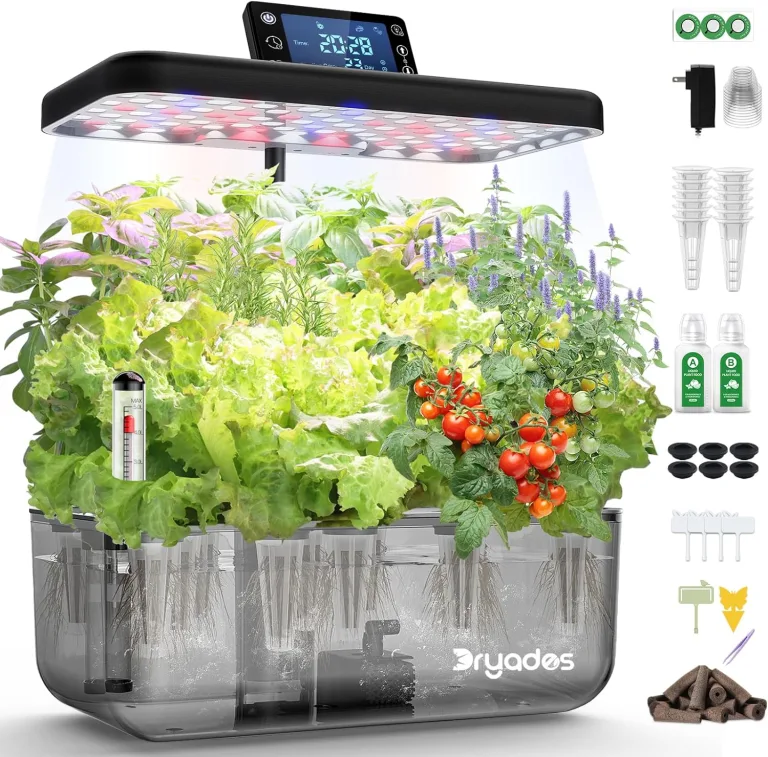 Hydroponisches Anzuchtsystem Kit 12 Pods, Smart Herb Garden mit 24W Vollspektrum-LED-Wachstumslicht, Indoor-Garten-Pflanzgefäß für Zuhause/Büro/Schule (Transluzent Schwarz) – Bild 1