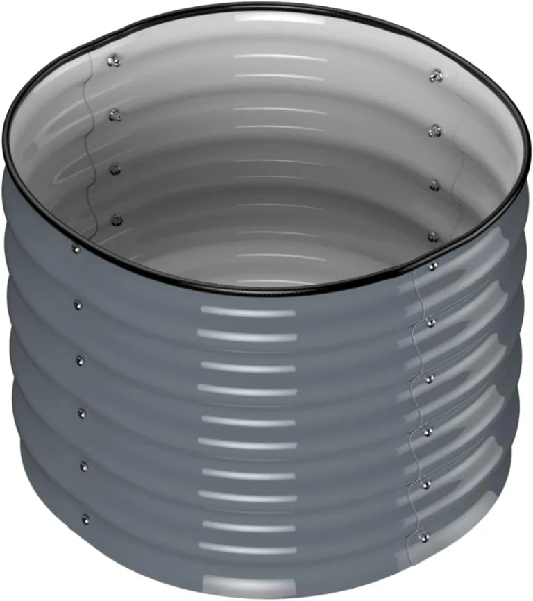 Rundes Hochbeet aus Metall 60x60x42 cm (LxBxH) - Hochbeet für den Garten mit offenem Boden - 42 cm Höhe - Rostfrei, Schneller Aufbau, Modernes Design (2er Set, Anthrazit) – Bild 4
