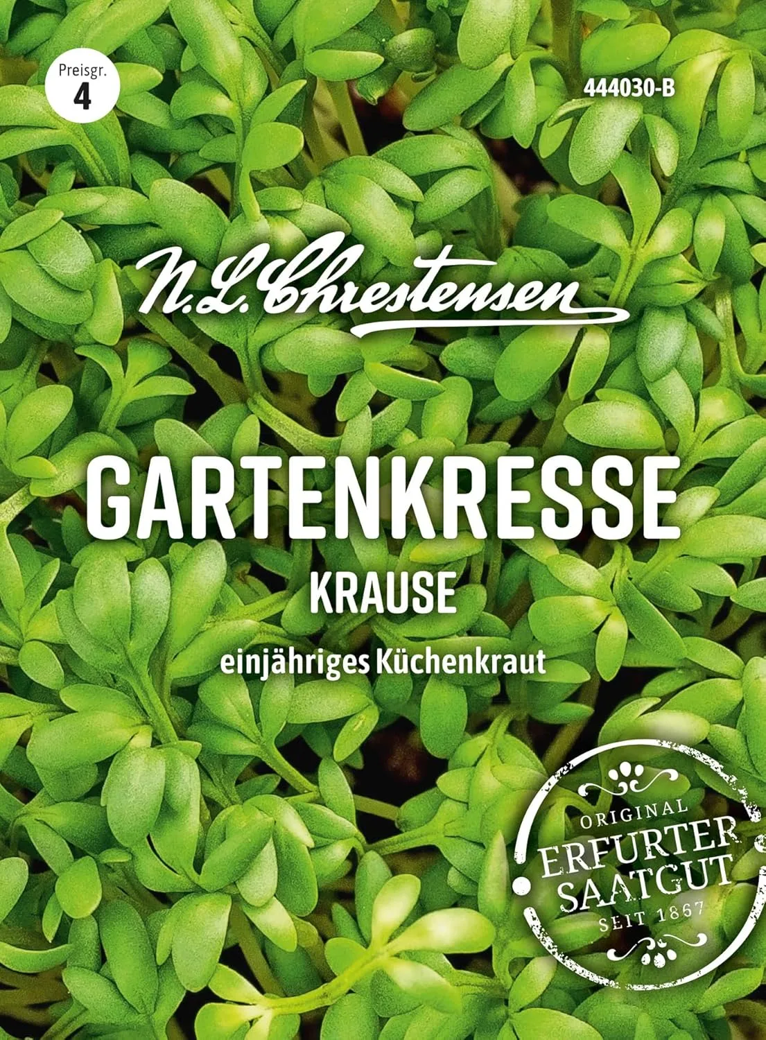 Chrestensen Gartenkresse Krause Samen 50g - Ganzjährig im Zimmer - Ernte nach 14 Tagen - Vitaminreich pikant - Für Fensterbank Küche - Lepidium sativum - Samenfest - Bild 1