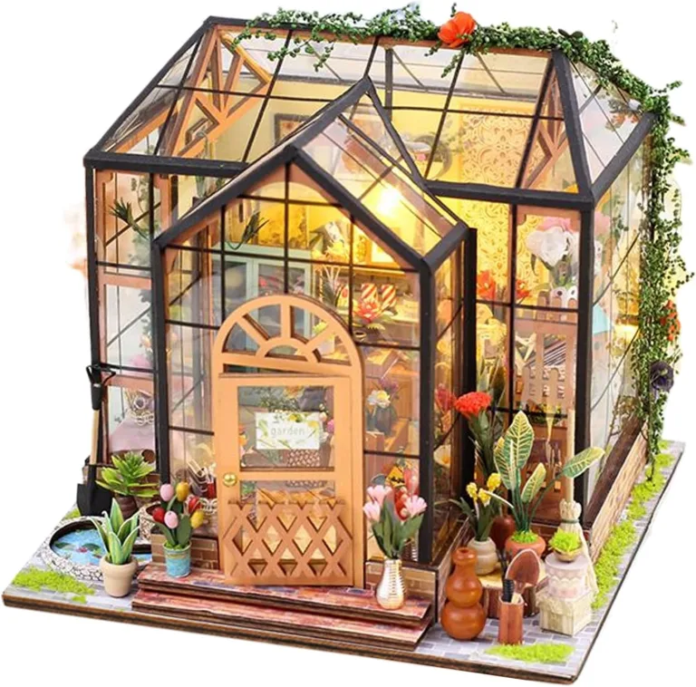 Miniatur Haus Bausatz | Gewächshaus Modellbausatz mit Möbeln und Werkzeugkleber | Handgemachtes Kreatives Gewächshaus Modell aus Holz,Deko Geschenk Geburtstag Weihnachten – Bild 1