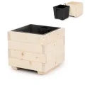 Blumentopf Holz - Pflanzkübel Übertopf Blumenkasten - mit Kunststoffeinsatz Herausnehmbar - 33 x 33 x 32 cm - Naturholz 33KAN3332 - Thumbnail 1