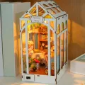 Bausatz für kleines Haus, Miniatur-Buchhaus aus Holz mit Gewächshaus – Innendekoration mit LED-Licht für Regal, Bibliothek, Büro, Klassenzimmer, Jugendliche und Erwachsene | - Thumbnail 3