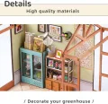 Miniatur Häuser Bastelset für Erwachsene - Gewächshaus Modellbausatz mit Möbeln und Werkzeugkleber,Handgemachtes Kreatives Gewächshaus Modell aus Holz | Bastelprojekte für Erwachsene Zimmerdekoration - Thumbnail 8