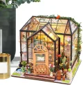 Miniatur Häuser Bastelset für Erwachsene - Gewächshaus Modellbausatz mit Möbeln und Werkzeugkleber,Handgemachtes Kreatives Gewächshaus Modell aus Holz | Bastelprojekte für Erwachsene Zimmerdekoration - Thumbnail 1