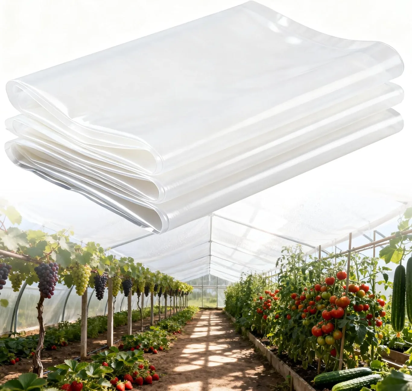 Transparent Gewächshausfolie, Extra Dick Polyethylenfolie, Reißfest Gartenfolie, Gewächshaus Folie für Treibhaus Tomatenhaus Gartenarbeit(Size:4x15m) - Bild 1