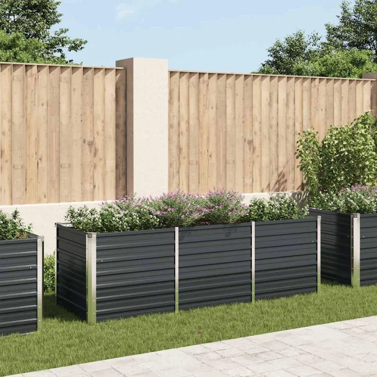 Hochbeet Metall Gartenbeet aus Verzinktem Stahl Pflanzbeet Wetterfest & Rostfrei Rechteckiges Gemüsebeet für Garten & Terrasse Anthrazit 240 x 80 x 77 cm – Bild 2