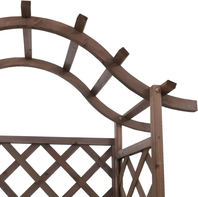 Hochbeet HWC-P66, Pflanz-/Blumenkasten Pflanzkübel Rankgitter Rankhilfe Spalier Holz FSC® 138x110x44cm - braun – Bild 5