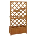 Hochbeet HWC-P68, Pflanz-/Blumenkasten Rankgitter Rankhilfe Ablage Hängekästen Holz FSC® 135x70x30cm - Natur - Thumbnail 8