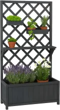 Hochbeet HWC-P68, Pflanz-/Blumenkasten Rankgitter Rankhilfe Ablage Hängekästen Holz FSC® 135x70x30cm - anthrazit-grau - Thumbnail 1