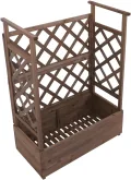 Hochbeet HWC-P67, Pflanz-/Blumenkasten Pflanzkübel Rankgitter Rankhilfe Spalier Holz FSC® 114x85x44cm - braun - Thumbnail 8