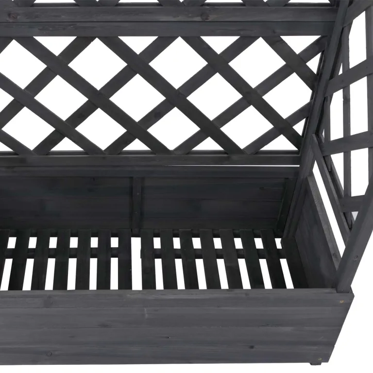 Hochbeet HWC-P66, Pflanz-/Blumenkasten Pflanzkübel Rankgitter Rankhilfe Spalier Holz FSC® 138x110x44cm - anthrazit-grau – Bild 6
