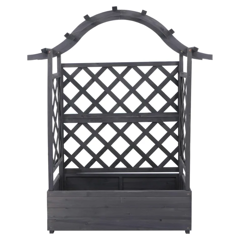 Hochbeet HWC-P66, Pflanz-/Blumenkasten Pflanzkübel Rankgitter Rankhilfe Spalier Holz FSC® 138x110x44cm - anthrazit-grau – Bild 8
