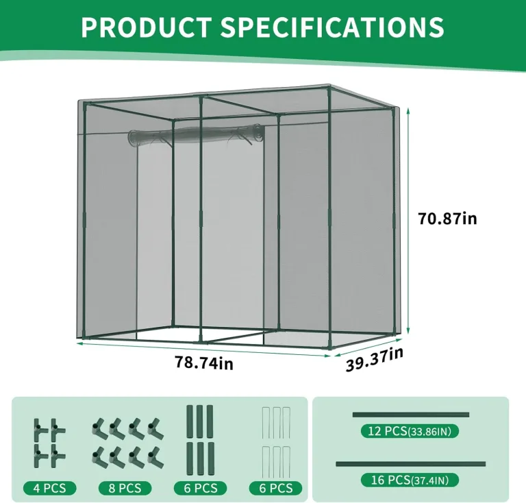 SUNYRISY 200x100x180 cm Gartenzaun Pflanzenkäfig Pflanzennetz für Tomaten Topfpflanzen Gemüse Blumen Schutz, Netz-Gewächshaus Gartennetz Zschafzaun Fence für Garten, Quadrat – Bild 3