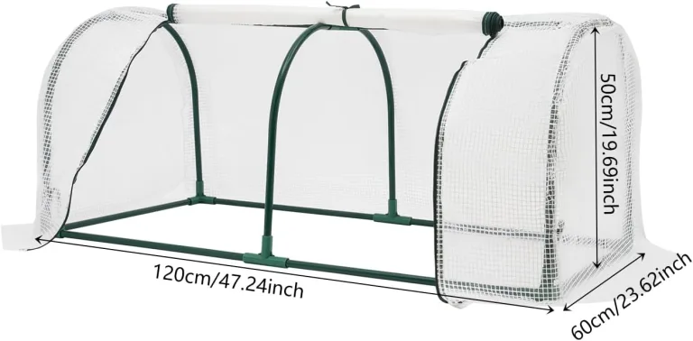 Gewächshaus klein Mini Foliengewächshaus 120 x 60 x 50cm Tomatengewächshaus mit 2 Aufrollbare Tür für Balkonen, Terrassen, Hochbeeten – Bild 2