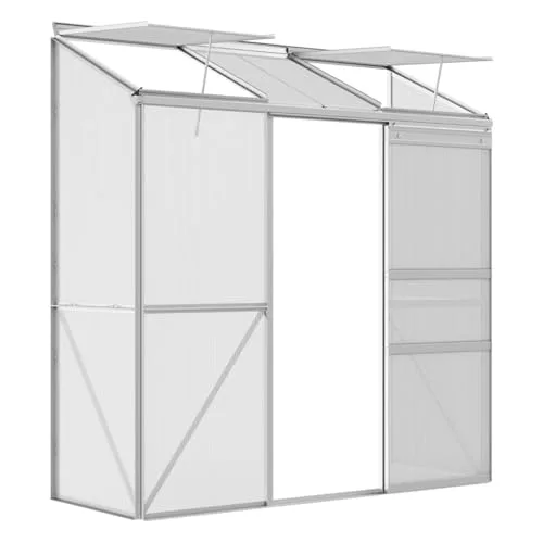 Gartengewächshaus, Gartenzimmer, Pflanzenzimmer, Pflanzengewächshaus, großes Gewächshaus, Schiebetür, Oberlicht, Silber, 192 x 68 x 196 cm – Bild 7