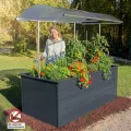 Beckmann Aluminium-Hochbeet Erntewunder – 201x91x75,5 cm – Anthrazit – Mit Schutzdach für Pflanzen – Rostfrei & Witterungsbeständig – Inkl. integrierter Schneckensperre – Ergonomische Arbeitshöhe - Thumbnail 2