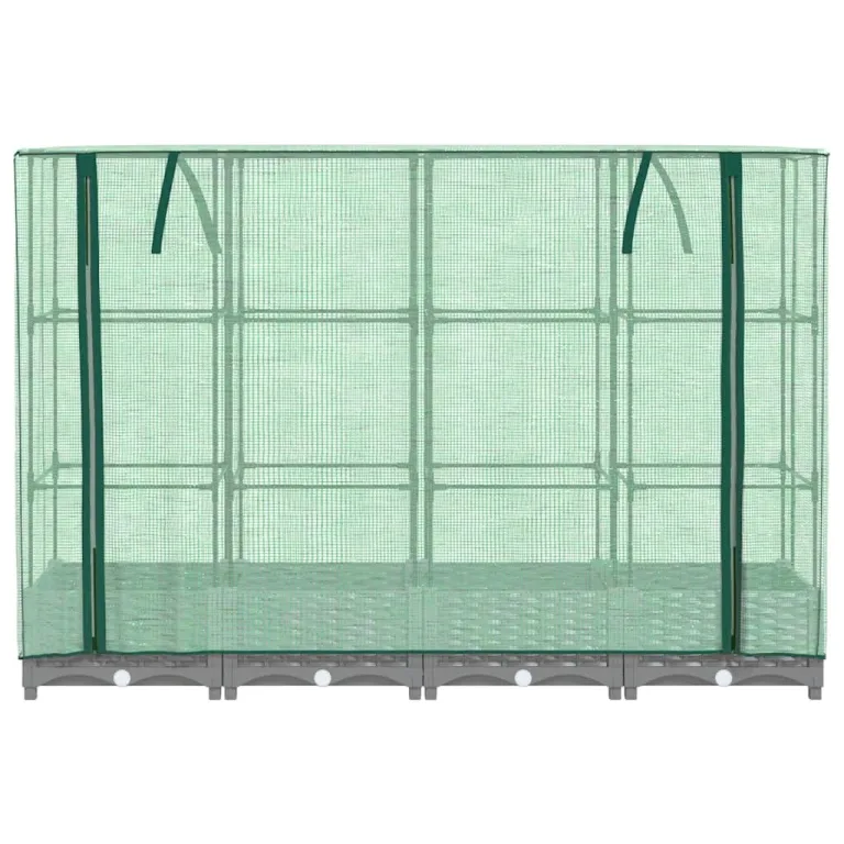 Hommdiy Hochbeet mit Gewächshaus-Aufsatz Rattan-Optik 160x40x123 cm rattanoptik Pflanzkübel Blumenkübel Großer Blumentopf Outdoor Hellgrau – Bild 4