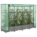 Hommdiy Hochbeet mit Gewächshaus-Aufsatz Rattan-Optik 160x40x123 cm rattanoptik Pflanzkübel Blumenkübel Großer Blumentopf Outdoor Hellgrau - Thumbnail 1