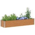 vidaXL Hochbeet Hellbraun 195 x 50 x 36 cm Verzinkter Stahl, Garten- und Terrassen-Pflanzkasten, robuster Stahl-Hochbeet, Coole Gartenlösung für Zuhause, Stadtgärten - Thumbnail 1
