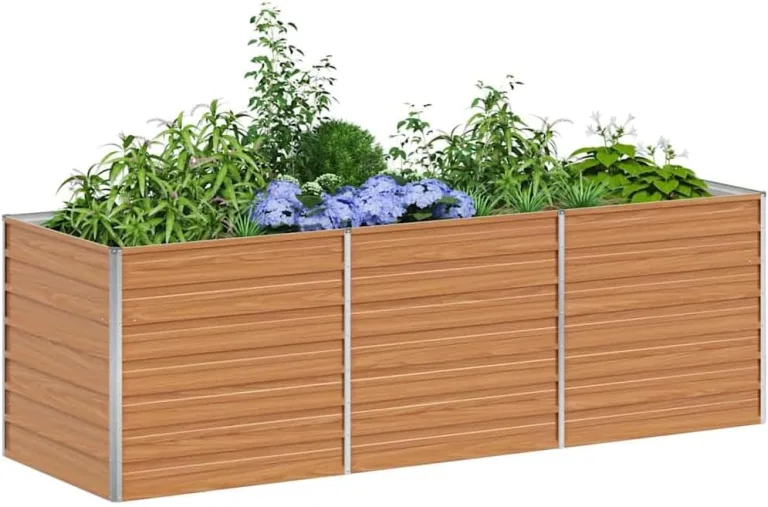 vidaXL Hochbeet Hellbraun 240 x 80 x 77 cm Verzinkter Stahl, Garten- und Terrassendesigns, urbaner Stil, robuste Möbel für draußen, Coole und praktische Lösungen – Bild 1