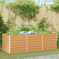 vidaXL Hochbeet Hellbraun 240 x 80 x 77 cm Verzinkter Stahl, Garten- und Terrassendesigns, urbaner Stil, robuste Möbel für draußen, Coole und praktische Lösungen - Thumbnail 3