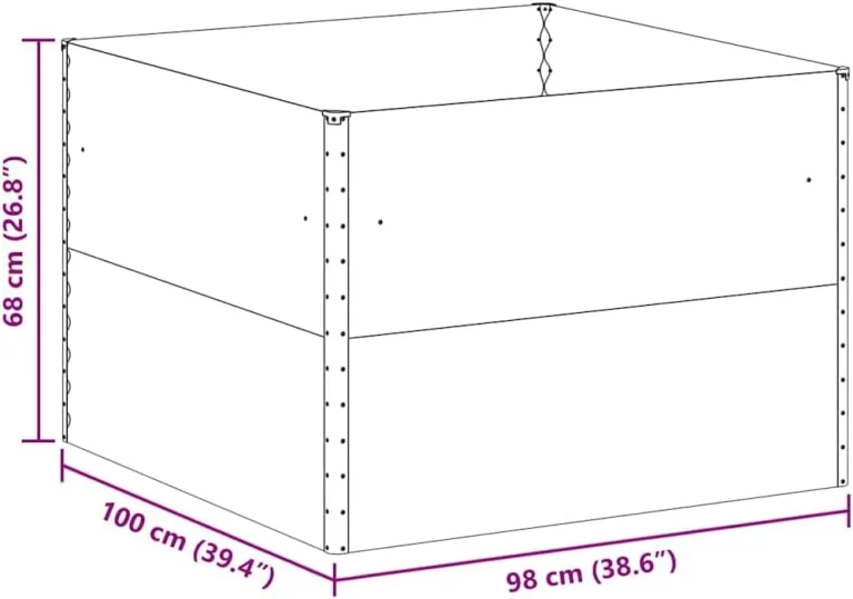 vidaXL Hochbeet Hellbraun 98 x 100 x 68 cm Verzinkter Stahl, Garten & Terrasse, Industriedesign Blumenkasten, Hochbeet für Urban, Moderne Gartenlösungen, robust gebaut – Bild 4