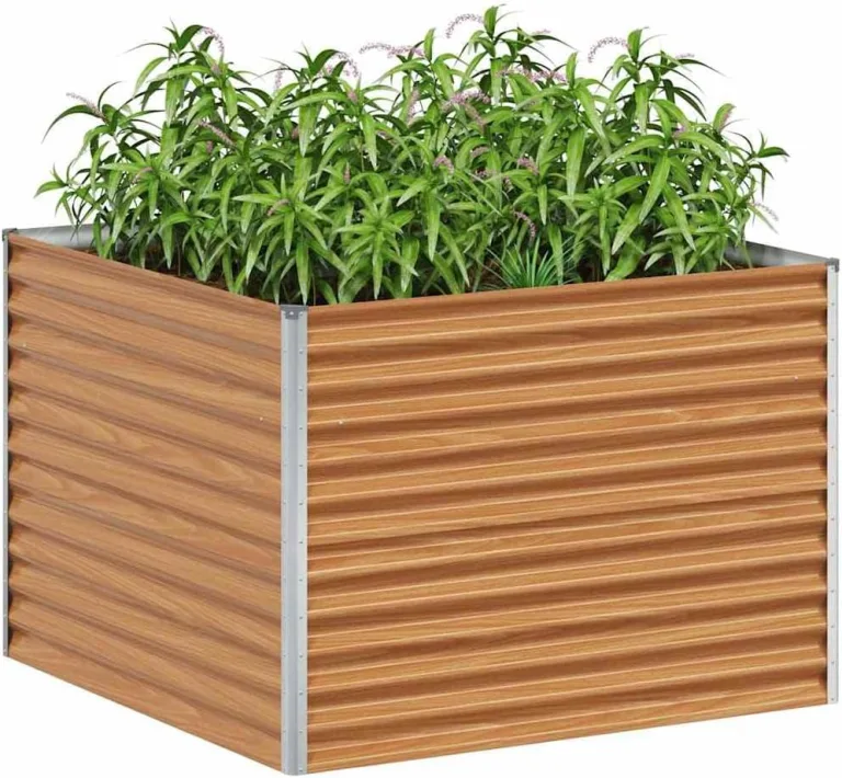 vidaXL Hochbeet Hellbraun 98 x 100 x 68 cm Verzinkter Stahl, Garten & Terrasse, Industriedesign Blumenkasten, Hochbeet für Urban, Moderne Gartenlösungen, robust gebaut – Bild 1