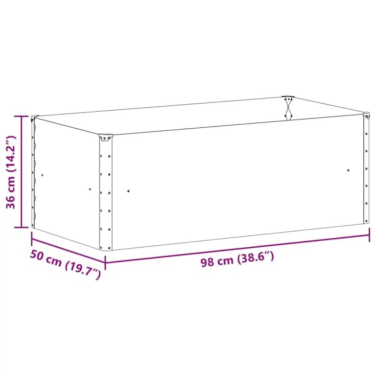 vidaXL Hochbeet Hellbraun 98 x 50 x 36 cm Verzinkter Stahl, Garten- und Terrassen-Pflanzkasten, robuster Stahl-Hochbeet, Coole Gartenlösung für Zuhause, Stadtgärten – Bild 3
