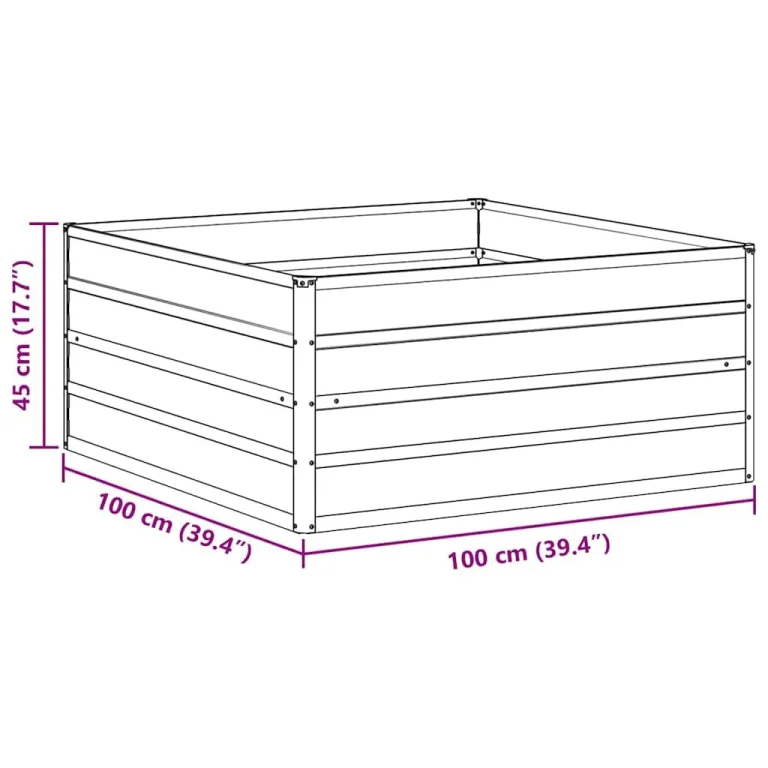 vidaXL Hochbeet Hellbraun 100 x 100 x 45 cm Verzinkter Stahl, Garten und Terrasse, Stabiler Metall-Wannen-Kübel, Hochbeet, Pflanzenbox für Outdoor-Kräuter und Blumen – Bild 3