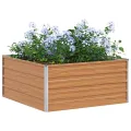 vidaXL Hochbeet Hellbraun 100 x 100 x 77 cm Verzinkter Stahl, Garten und Terrasse, Stabiler Metall-Wannen-Kübel, Hochbeet, Pflanzenbox für Outdoor-Kräuter und Blumen - Thumbnail 10