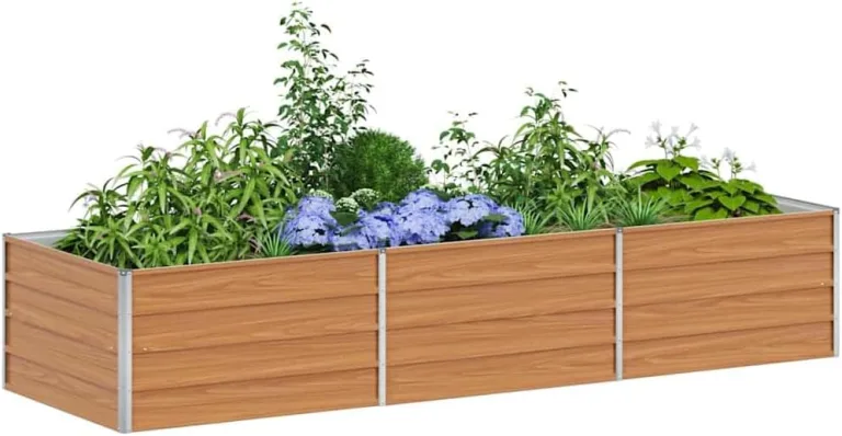 vidaXL Hochbeet Hellbraun 240 x 80 x 45 cm Verzinkter Stahl, Garten- und Terrassendesigns, urbaner Stil, robuste Möbel für draußen, Coole und praktische Lösungen – Bild 2