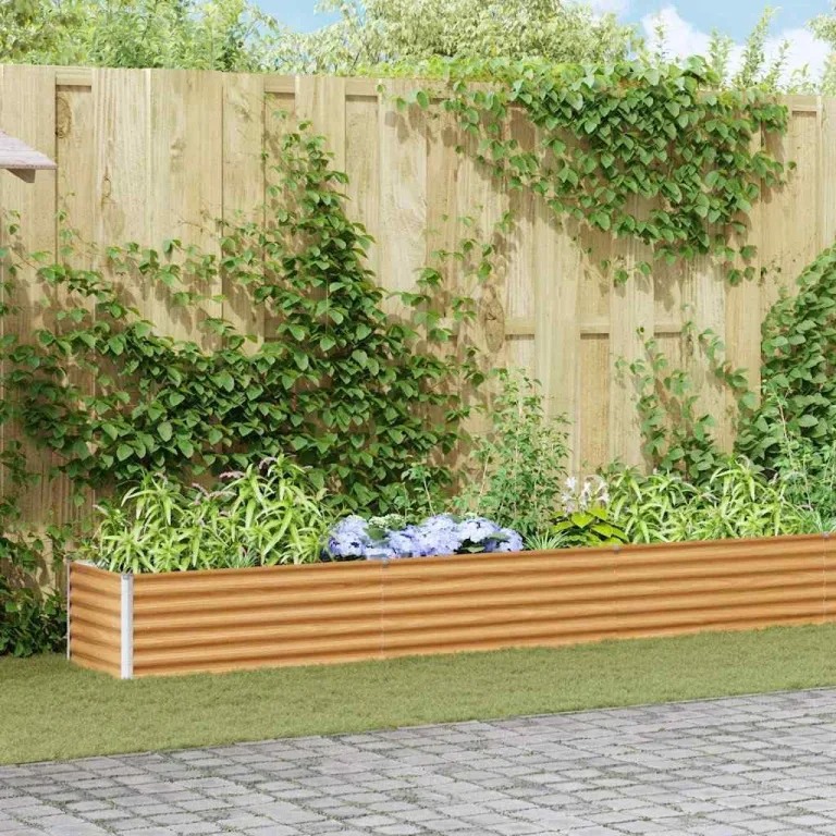 vidaXL Hochbeet Hellbraun 775 x 50 x 36 cm Verzinkter Stahl, Garten & Terrasse, Industriedesign Blumenkasten, Hochbeet für Urban, Moderne Gartenlösungen, robust gebaut – Bild 3