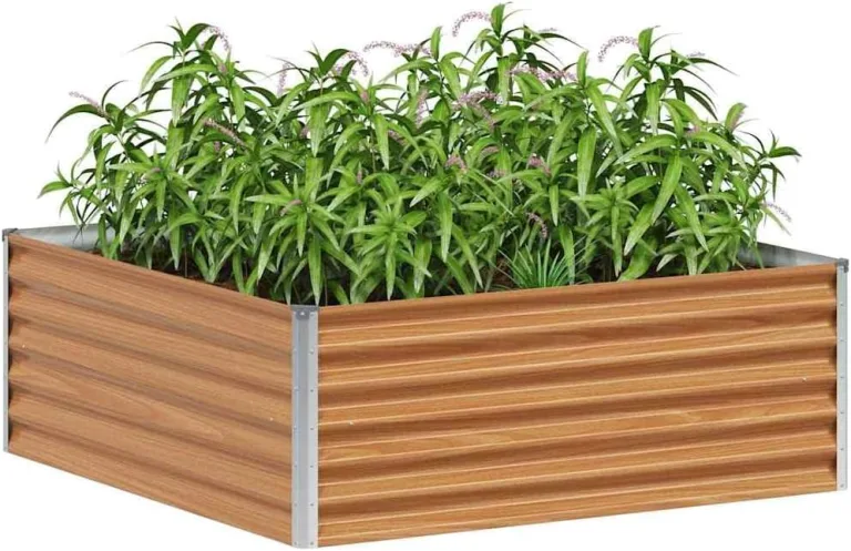 vidaXL Hochbeet Hellbraun 98 x 100 x 36 cm Verzinkter Stahl, Garten & Terrasse, Industriedesign Blumenkasten, Hochbeet für Urban, Moderne Gartenlösungen, robust gebaut – Bild 2