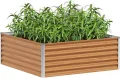 vidaXL Hochbeet Hellbraun 98 x 100 x 36 cm Verzinkter Stahl, Garten & Terrasse, Industriedesign Blumenkasten, Hochbeet für Urban, Moderne Gartenlösungen, robust gebaut - Thumbnail 2